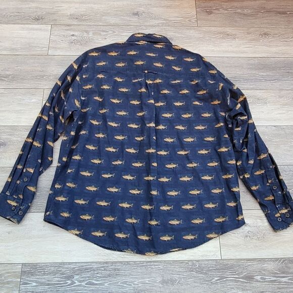 Woolrich Spotted Trout Fish Pocket Long Sleeve Button Down Shirt Men XL - Picture 8 of 12